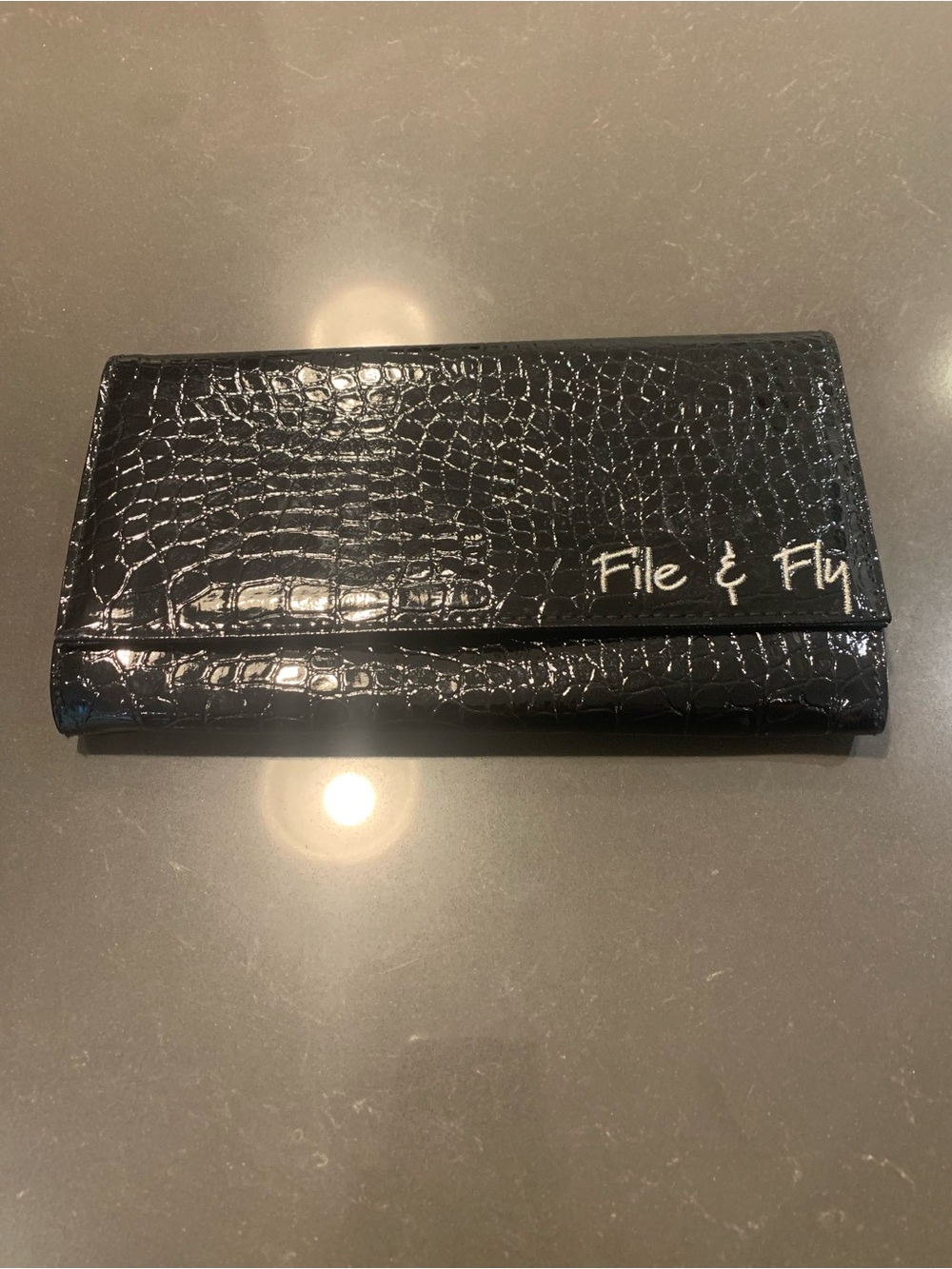 File & Fly Black Croc-Embossed Women's Wallet
